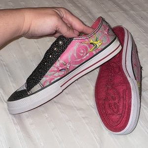Ed hardy | NWOT pink silver koi sneakers | size 6